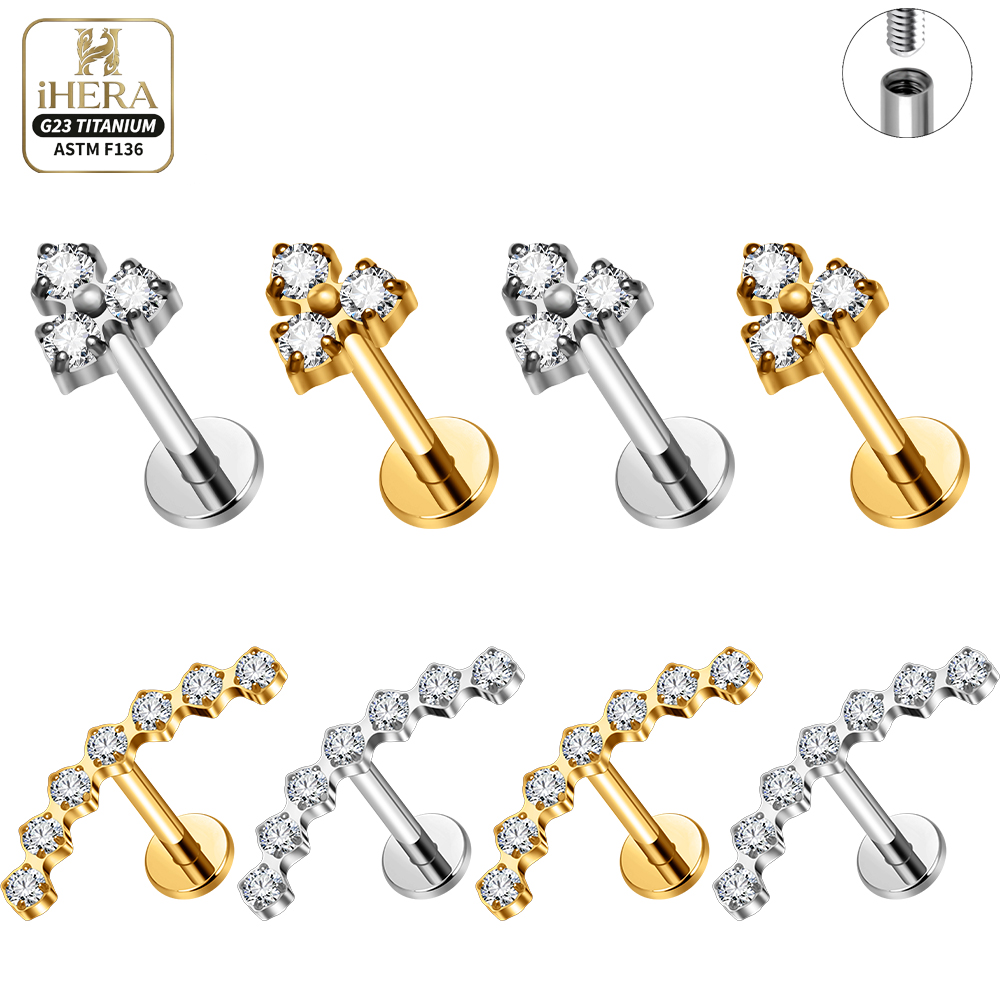 Flat Back Labret Stud - 16G G23 Titanium Flat Back Tassel