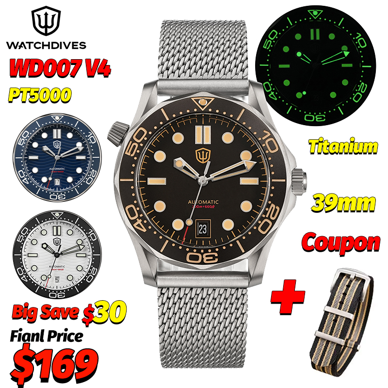 Body Jewelry Titanium - Watchdives Wd007 V4 39Mm NTTD Automatic
