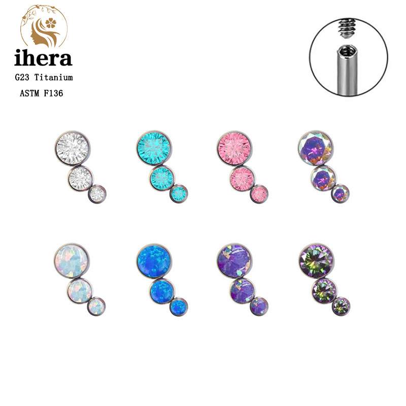 Body Jewelry Lip Ring - G23 Titanium Round Zircon Flat Stud