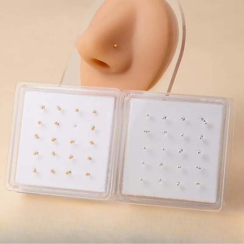 Body Jewelry Jewelry Box - Silver Jewelry Box Nose Studs Round