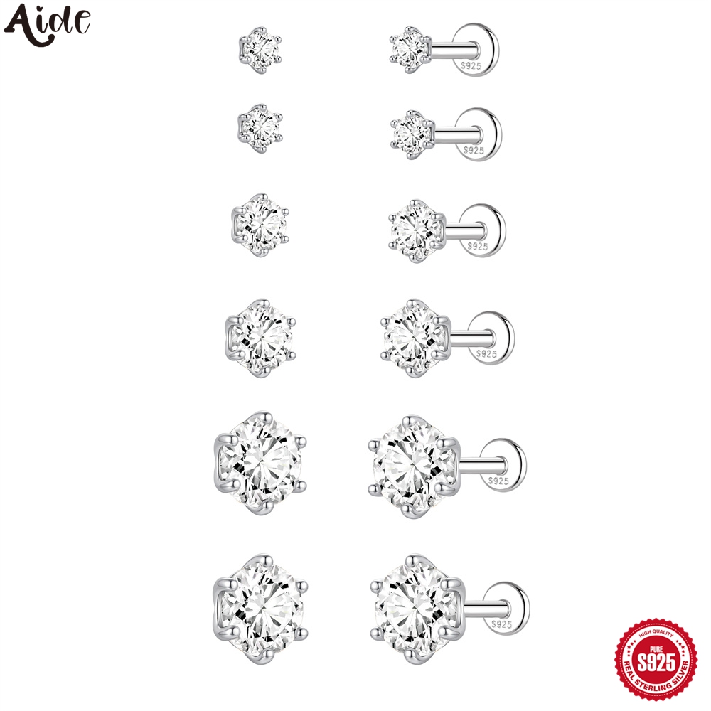 Body Jewelry Flat Back - Aide S925 Sterling Silver 6 Size