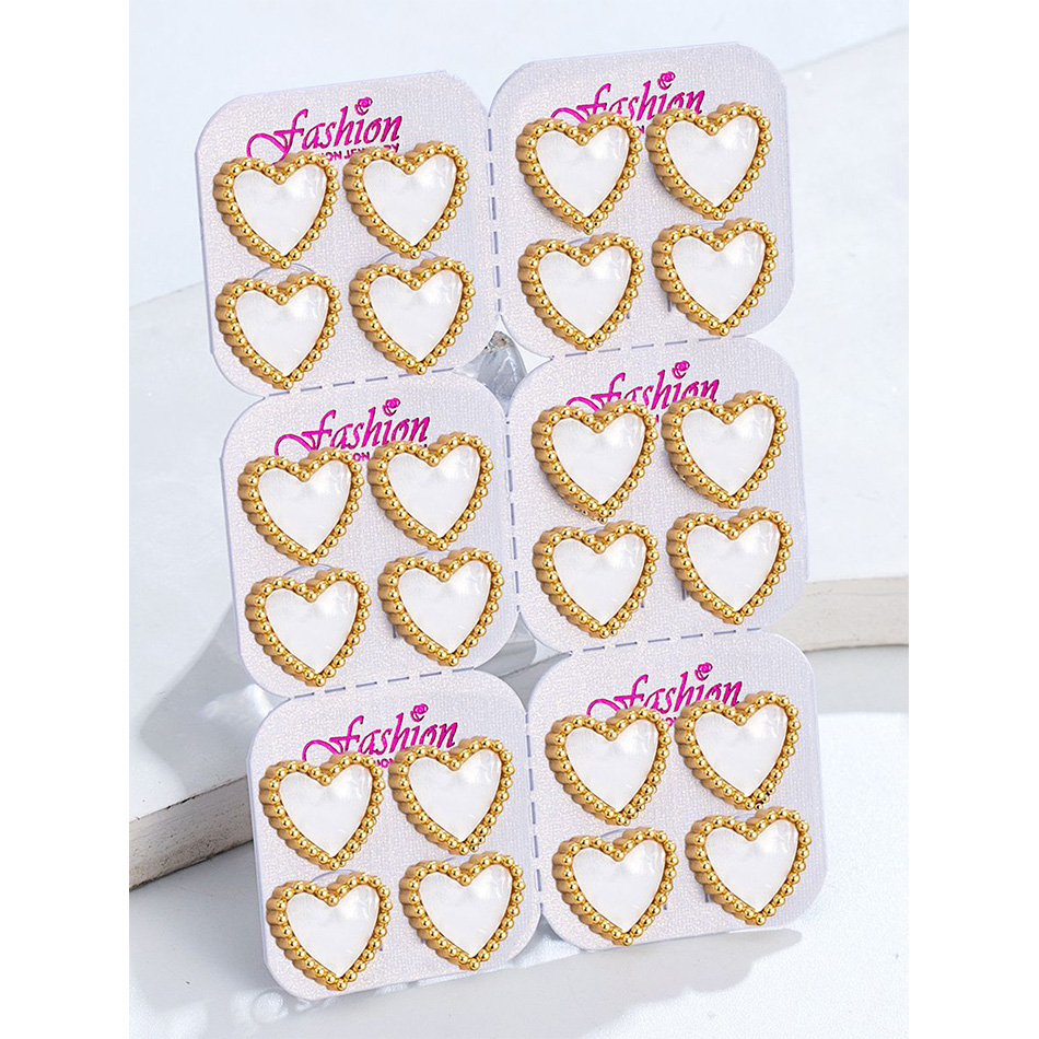 Body Jewelry Hypoallergenic - 12 Pairs Lot Heart Stud Earrings