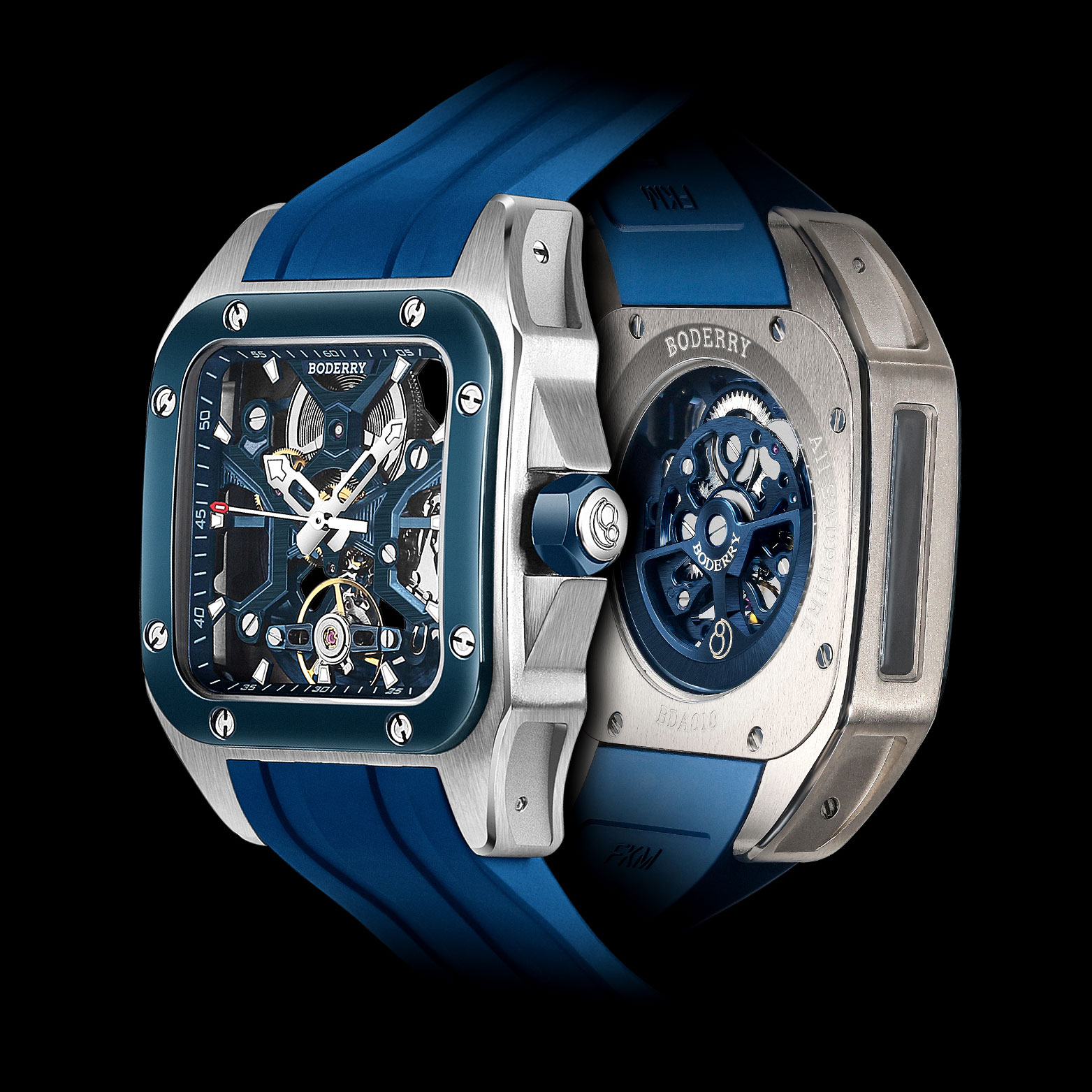 Body Jewelry Titanium - BODERRY Skeleton Watches Men's Square Titanium