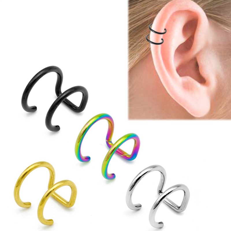 Body Jewelry Lip Ring - 2Pcs 316L Stainless Steel Clip on