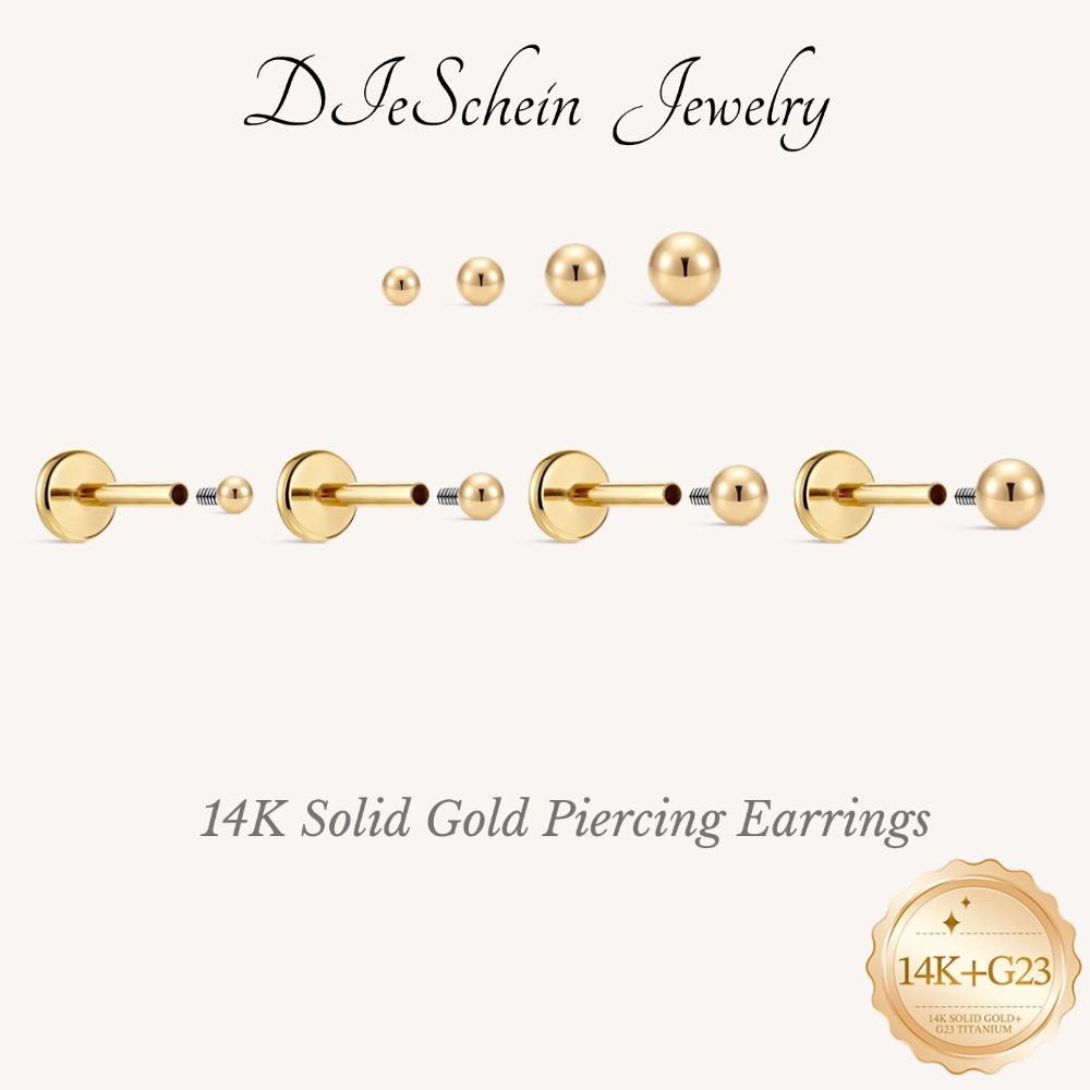 Body Jewelry Flat Back - DIeSchein 14K Solid Gold Minimalism Earrings