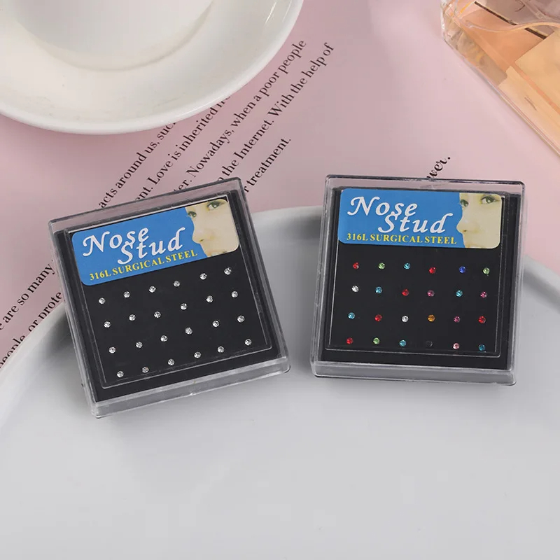 Body Jewelry Jewelry Box - 24pcs/box Crystal Nose Ring Studs Fashion