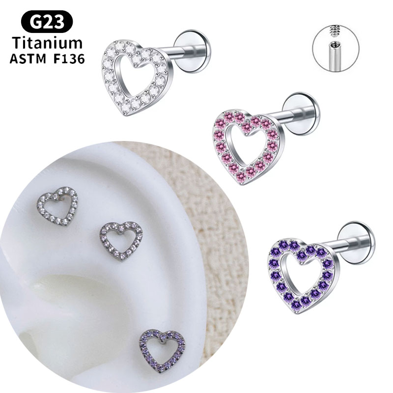Flat Back Labret Stud - NORYAN ASTM F136 Titanium Mini CZ