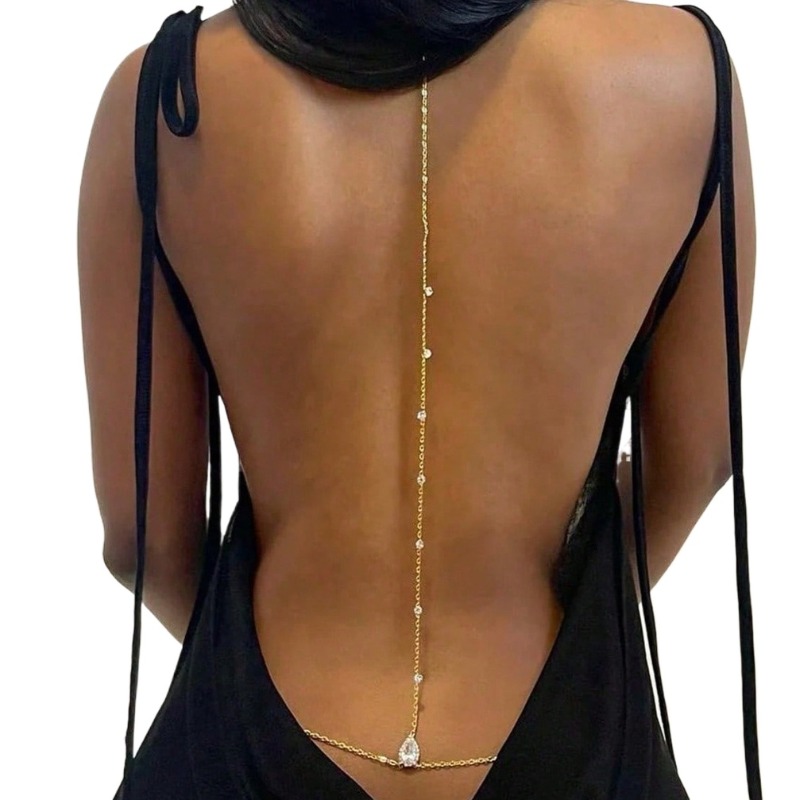 Body Jewelry Rhinestone - Bride Backless Rhinestone Waterdrop Body Chain