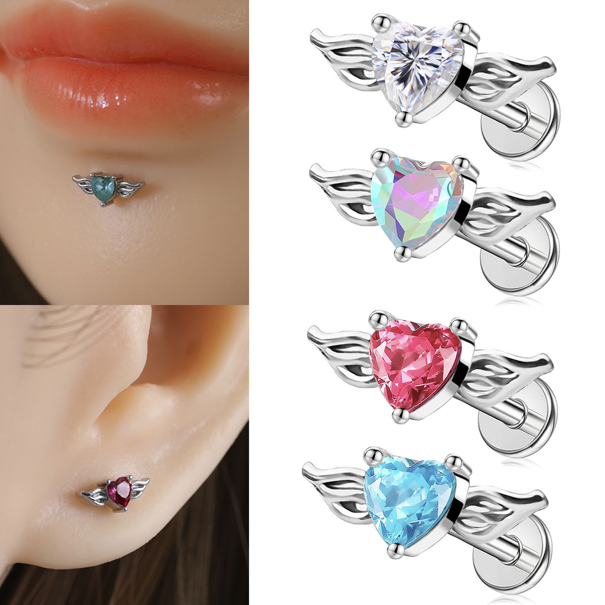 Body Jewelry Flat Back - 1Pc Flat Back Lip Ring Stud