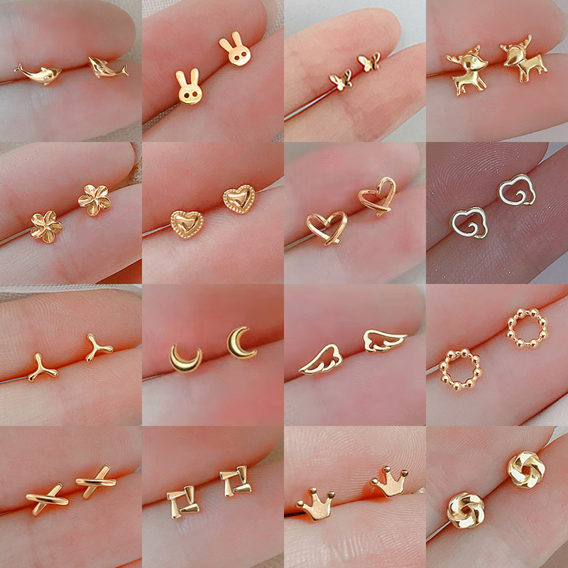 Body Jewelry Hypoallergenic - 925 Silver Needles Gold Color Simple