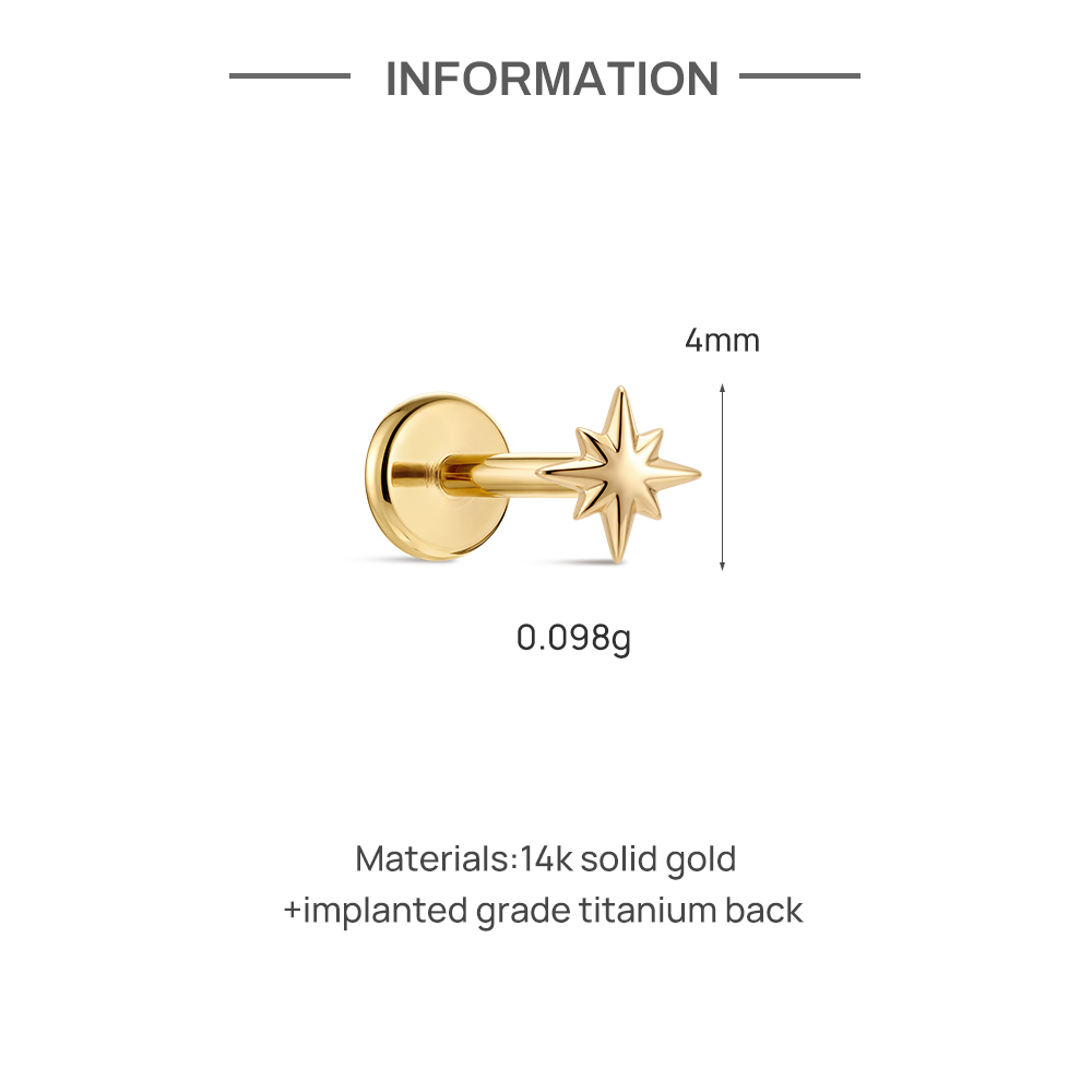 CANNER 1PC 14K Solid Gold Eigh - Body Jewelry Hypoallergenic ulasan dan harga