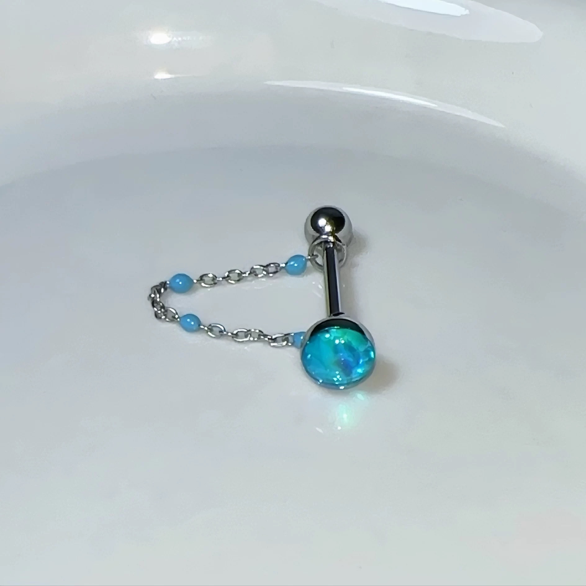 1Pc High-Quality Trendy Blue G - Body Jewelry Titanium ulasan dan harga