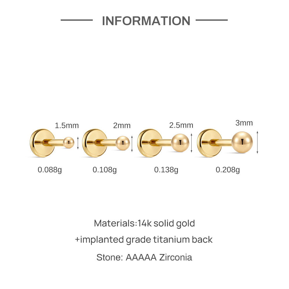 Aide 14K Solid Gold Smooth Bal - Body Jewelry Hypoallergenic ulasan dan harga