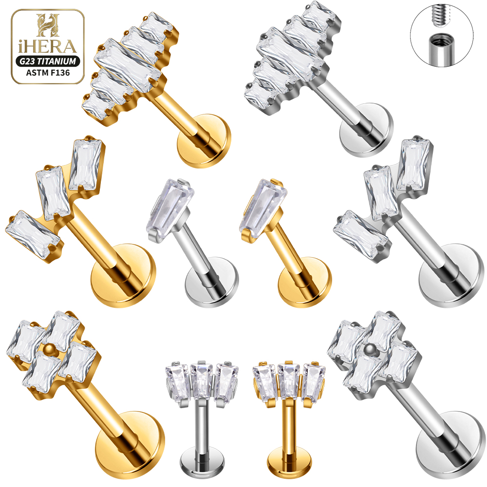 ASTM F136 Titanium Piercing Ba - Flat Back Labret Stud ulasan dan harga