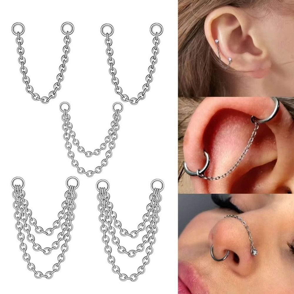 Titanium Nose Chain Three Laye - Body Jewelry Titanium ulasan dan harga