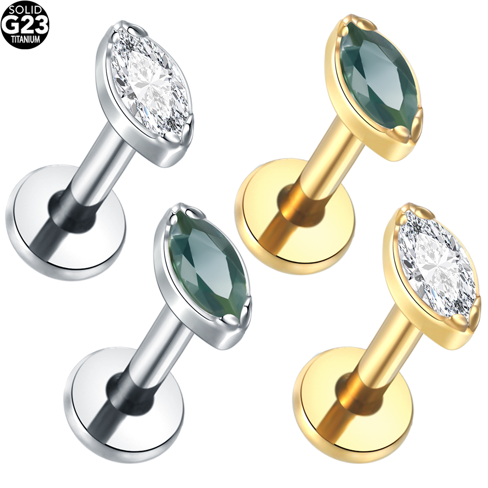 1Pc/5Pcs Titanium Cartilage Ea - Flat Back Labret Stud ulasan dan harga