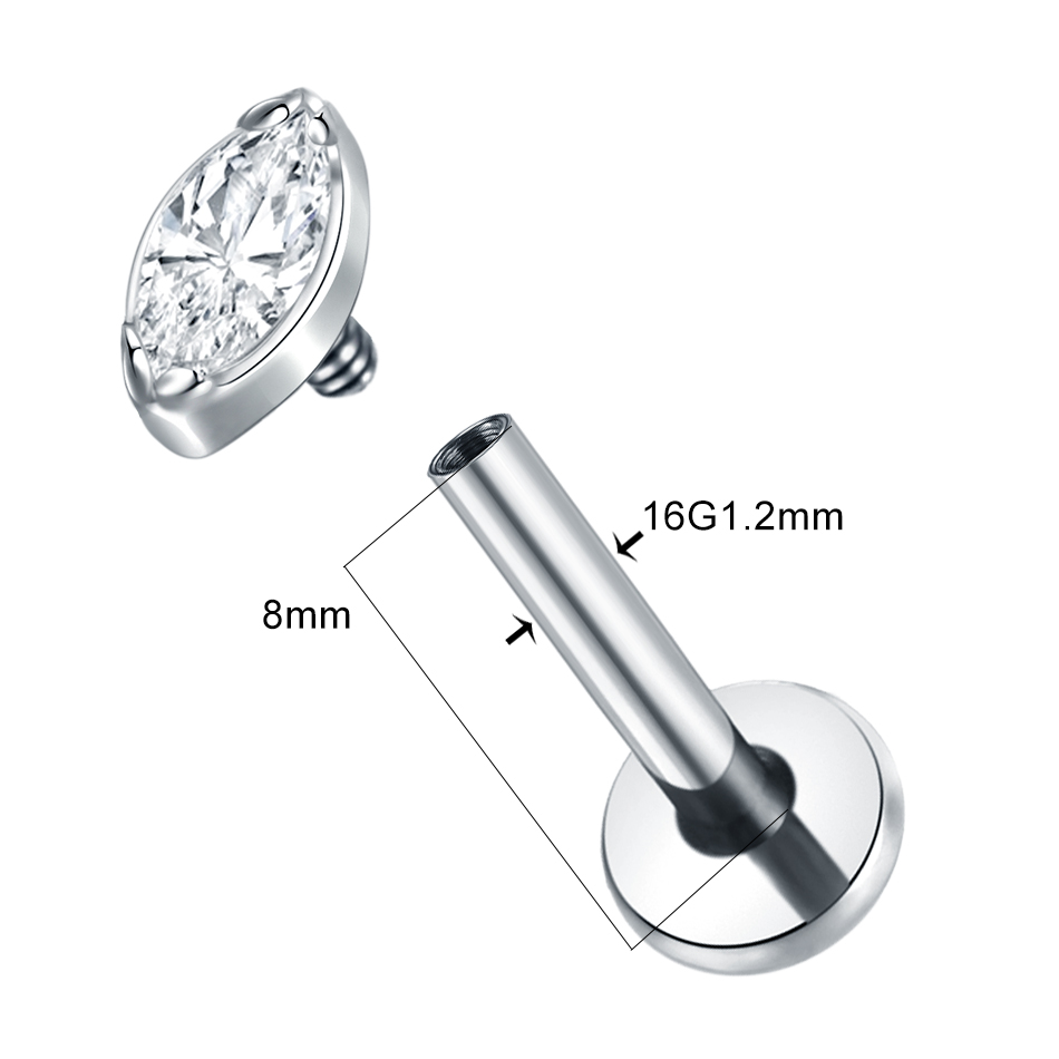 1Pc/5Pcs Titanium Cartilage Ea - Flat Back Labret Stud ulasan dan harga