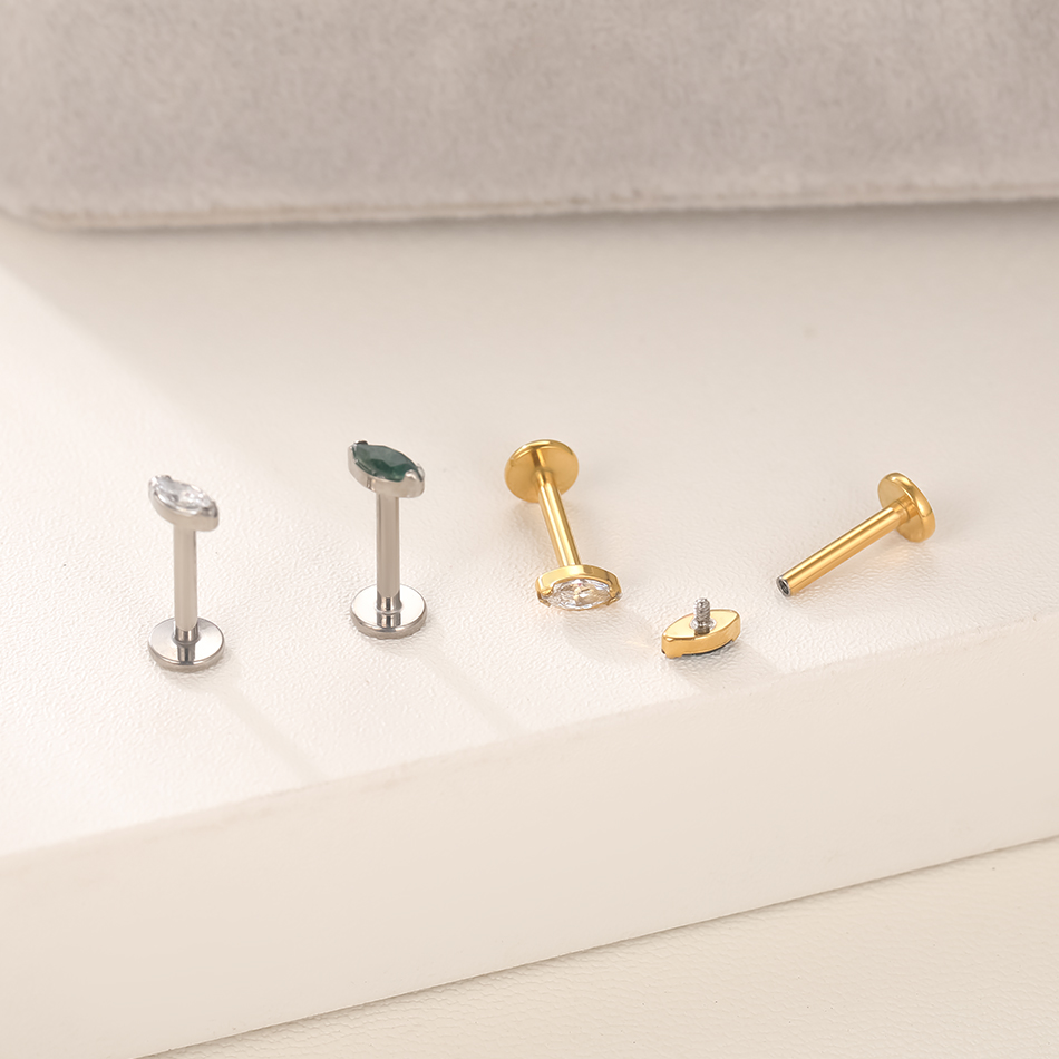 1Pc/5Pcs Titanium Cartilage Ea - Flat Back Labret Stud ulasan dan harga