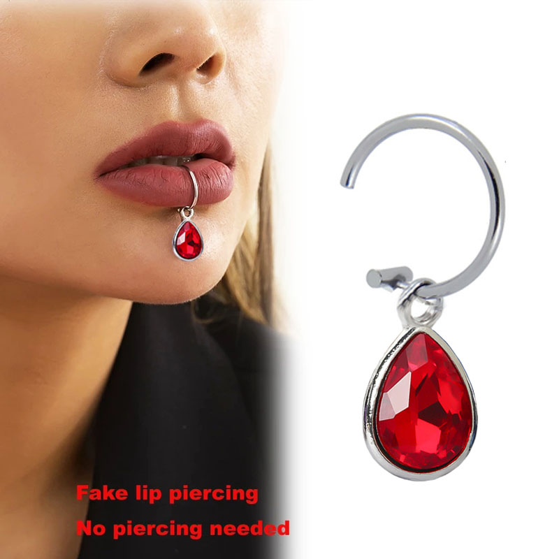 1Pc Fake Piercing Lip Clip Per - Body Jewelry Lip Ring ulasan dan harga