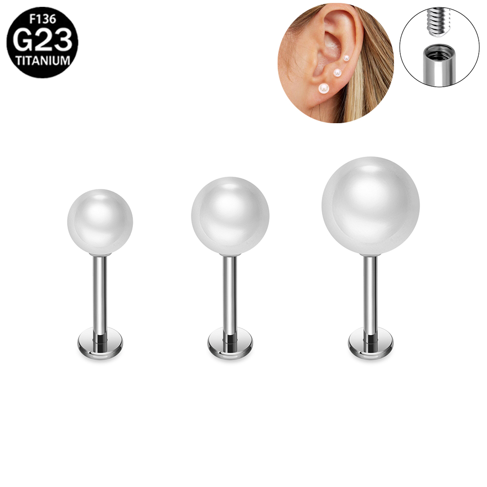ASTM F136 Titanium Pearl Earri - Flat Back Labret Stud ulasan dan harga