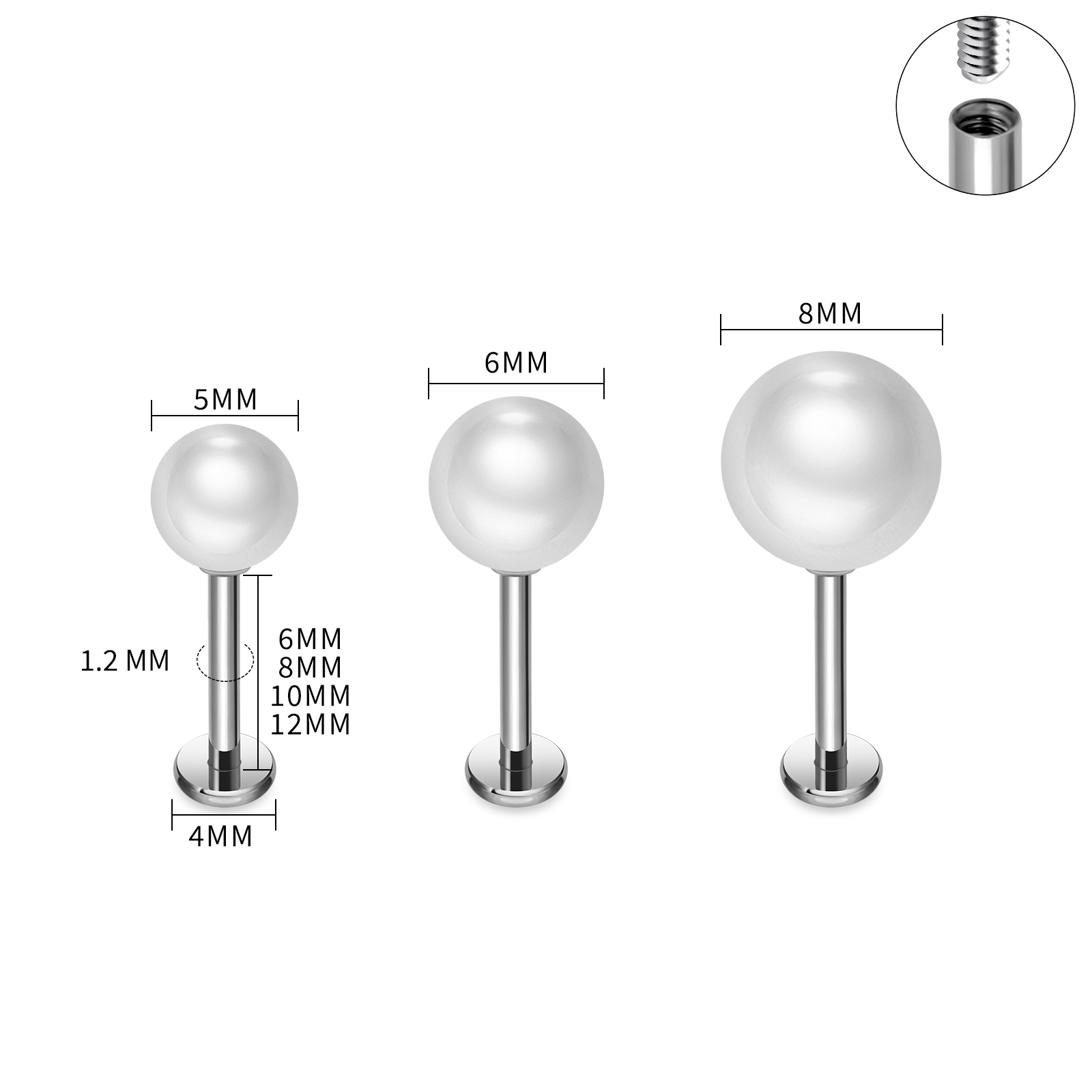 ASTM F136 Titanium Pearl Earri - Flat Back Labret Stud ulasan dan harga