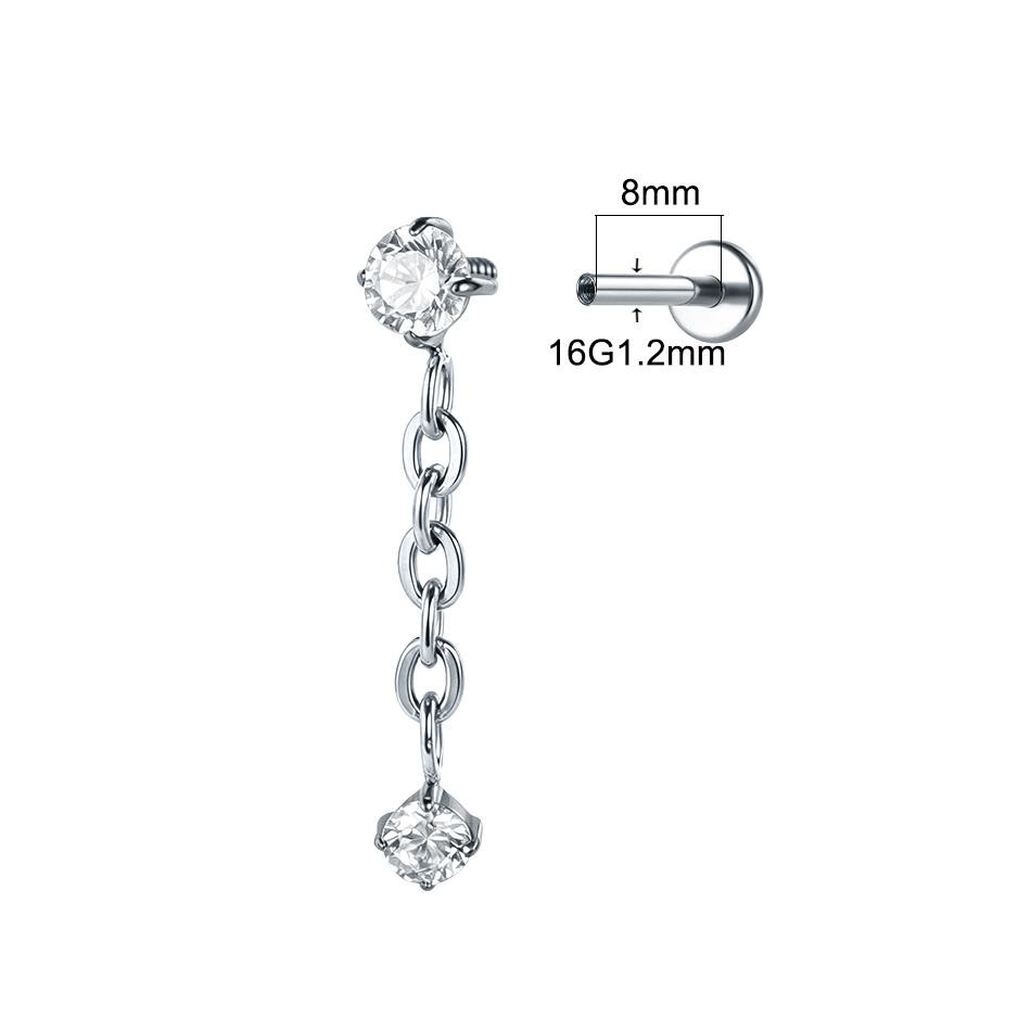 1Pcs ASTM F136 Titanium 16G Da - Flat Back Labret Stud ulasan dan harga