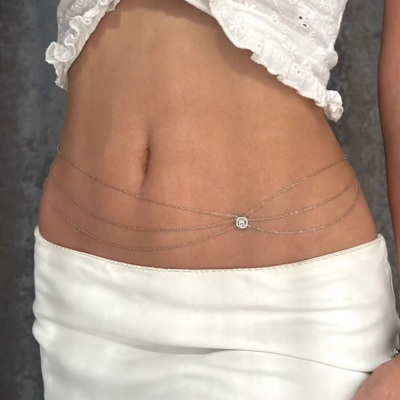Summer  Hot Metal Waist Chain  - Body Jewelry Rhinestone ulasan dan harga