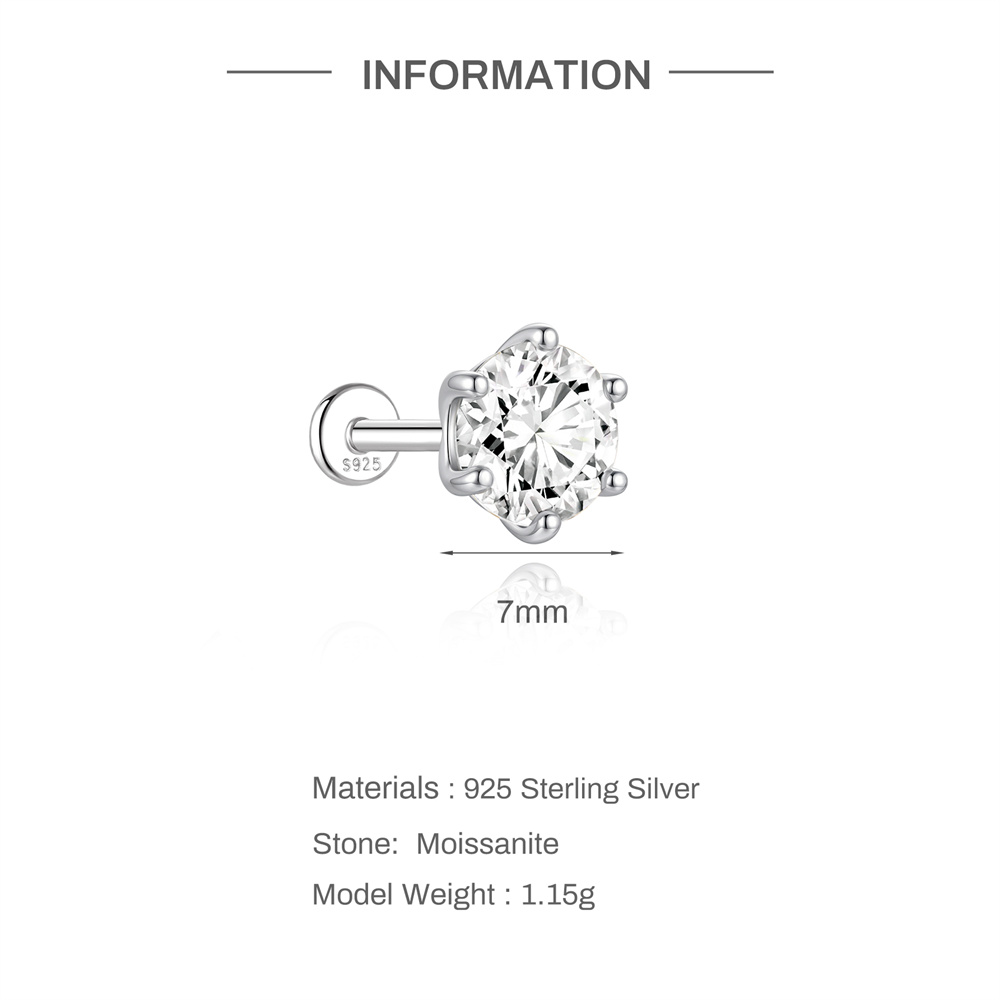 Aide S925 Sterling Silver 6 Si - Body Jewelry Flat Back ulasan dan harga
