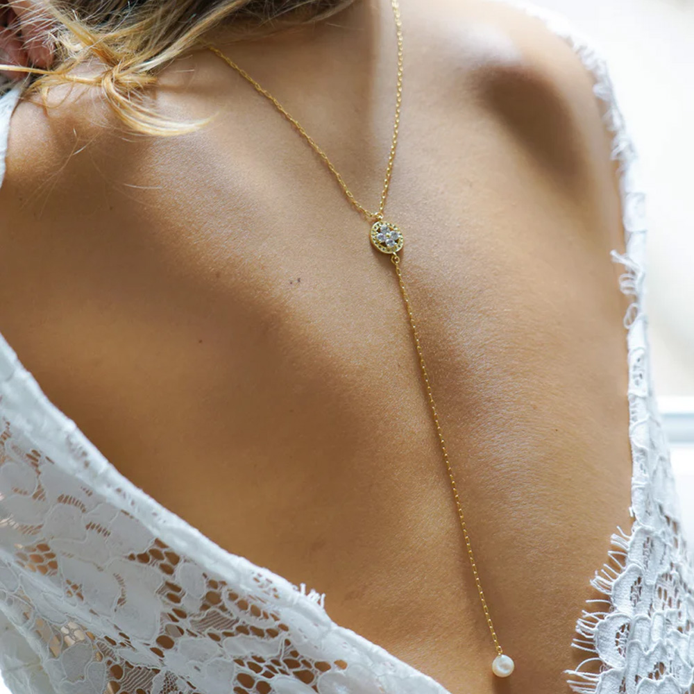Stonefans Simple Pearl Back Ch - Body Jewelry For Backless Dress ulasan dan harga