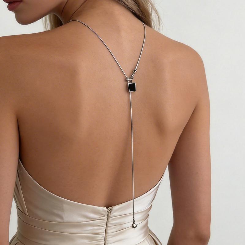 ☛Minimalist Oval Drop Back Cha - Body Jewelry For Backless Dress ulasan dan harga