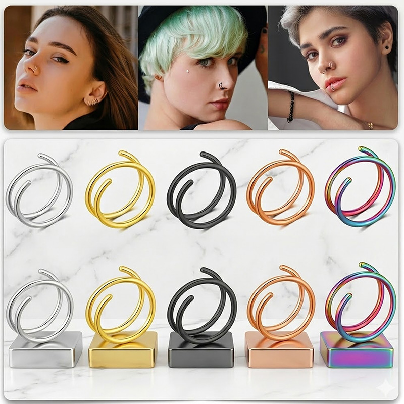 1PC Stainless Steel 316 Double - Body Jewelry Lip Ring ulasan dan harga