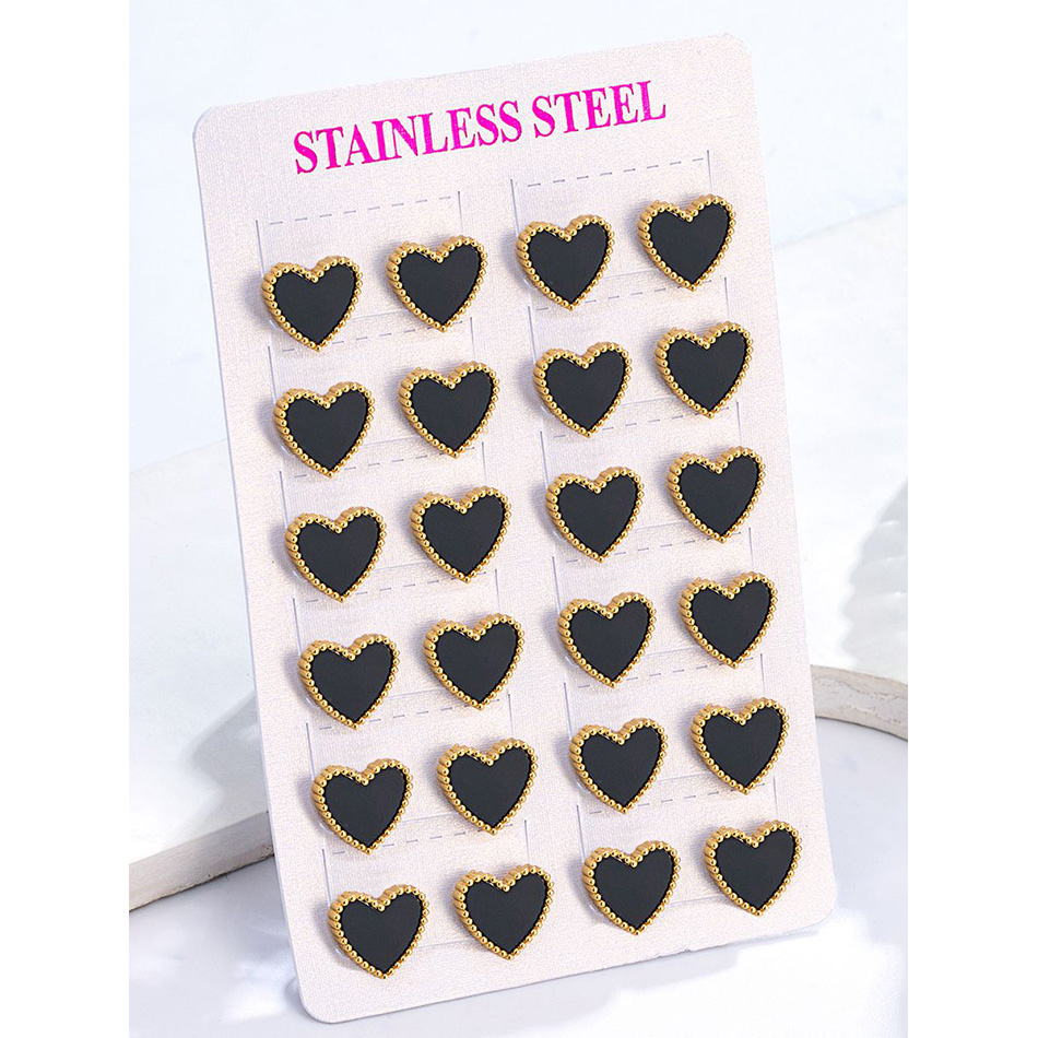 12 Pairs Lot Heart Stud Earrin - Body Jewelry Hypoallergenic ulasan dan harga