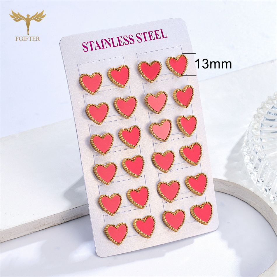 12 Pairs Lot Heart Stud Earrin - Body Jewelry Hypoallergenic ulasan dan harga