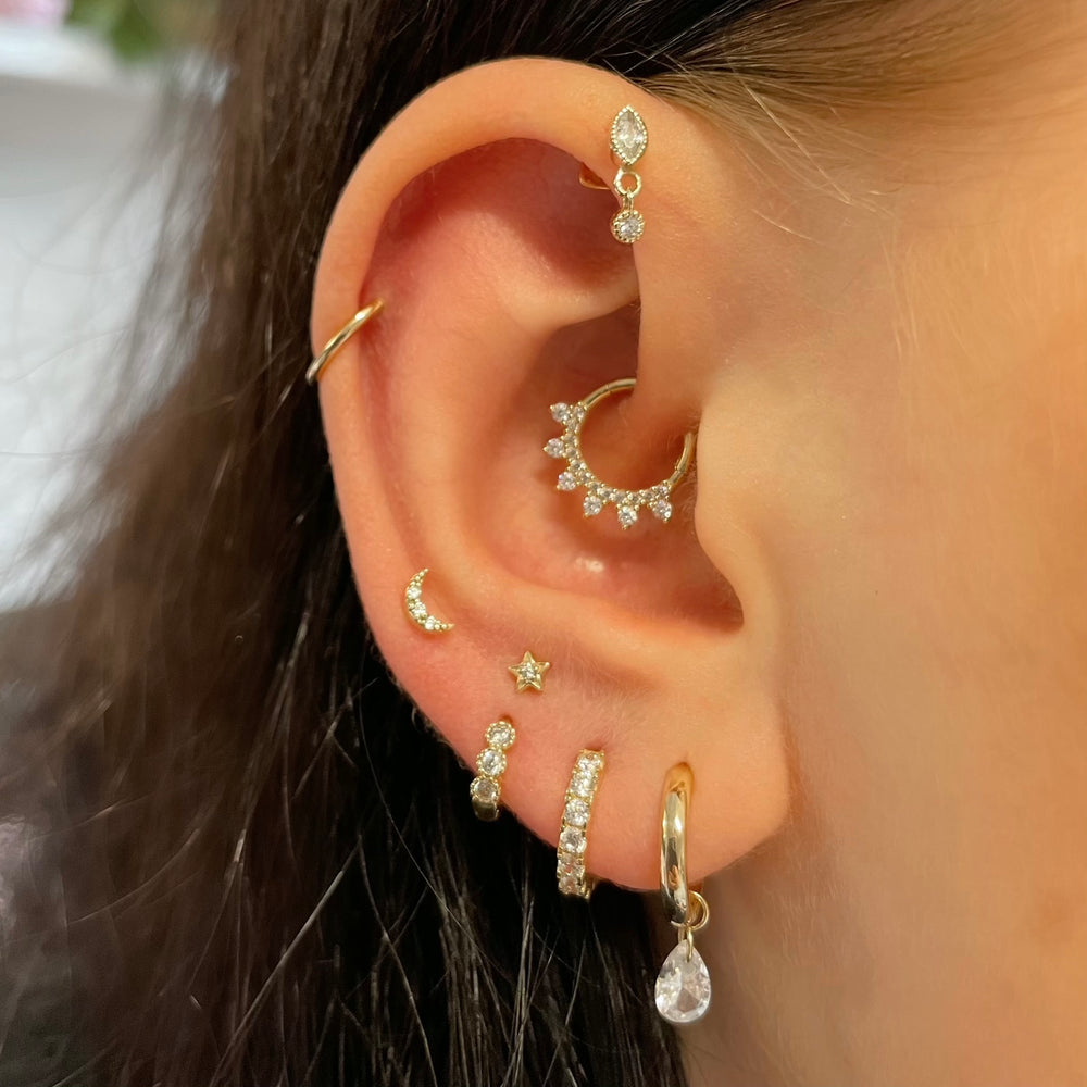 1PC Star Moon Lightning Zircon - Body Jewelry Flat Back ulasan dan harga