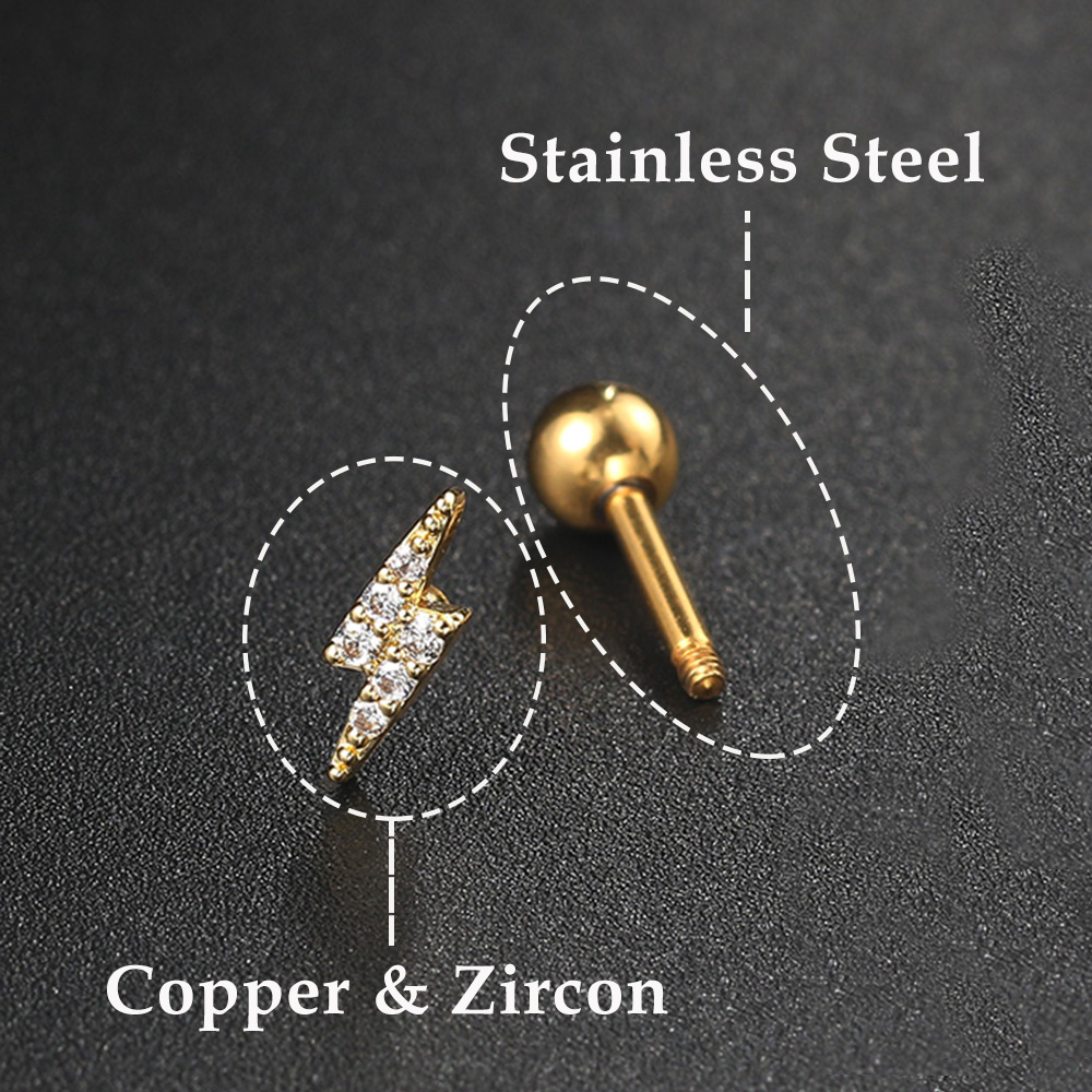 1PC Star Moon Lightning Zircon - Body Jewelry Flat Back ulasan dan harga