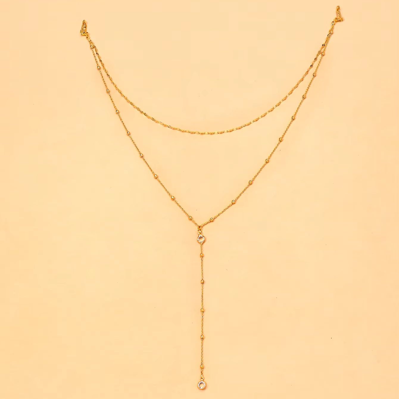 Delicate Gold Plated CZ Beaded - Body Jewelry For Backless Dress ulasan dan harga