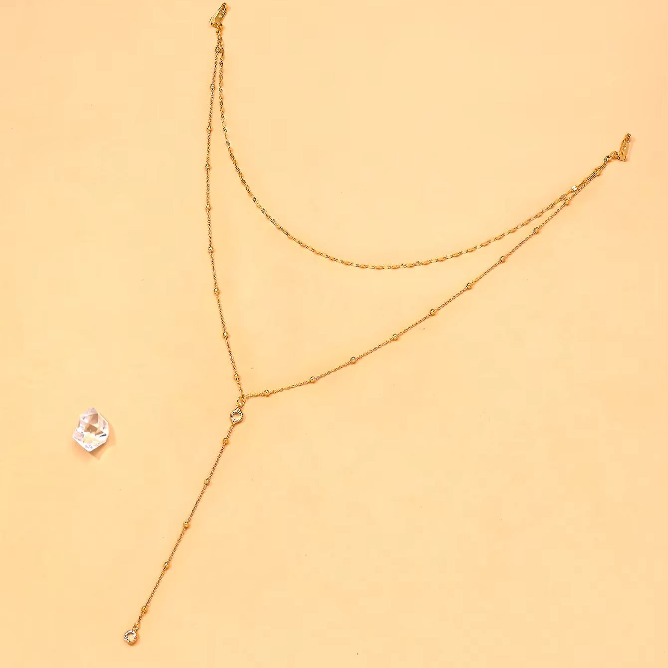 Delicate Gold Plated CZ Beaded - Body Jewelry For Backless Dress ulasan dan harga