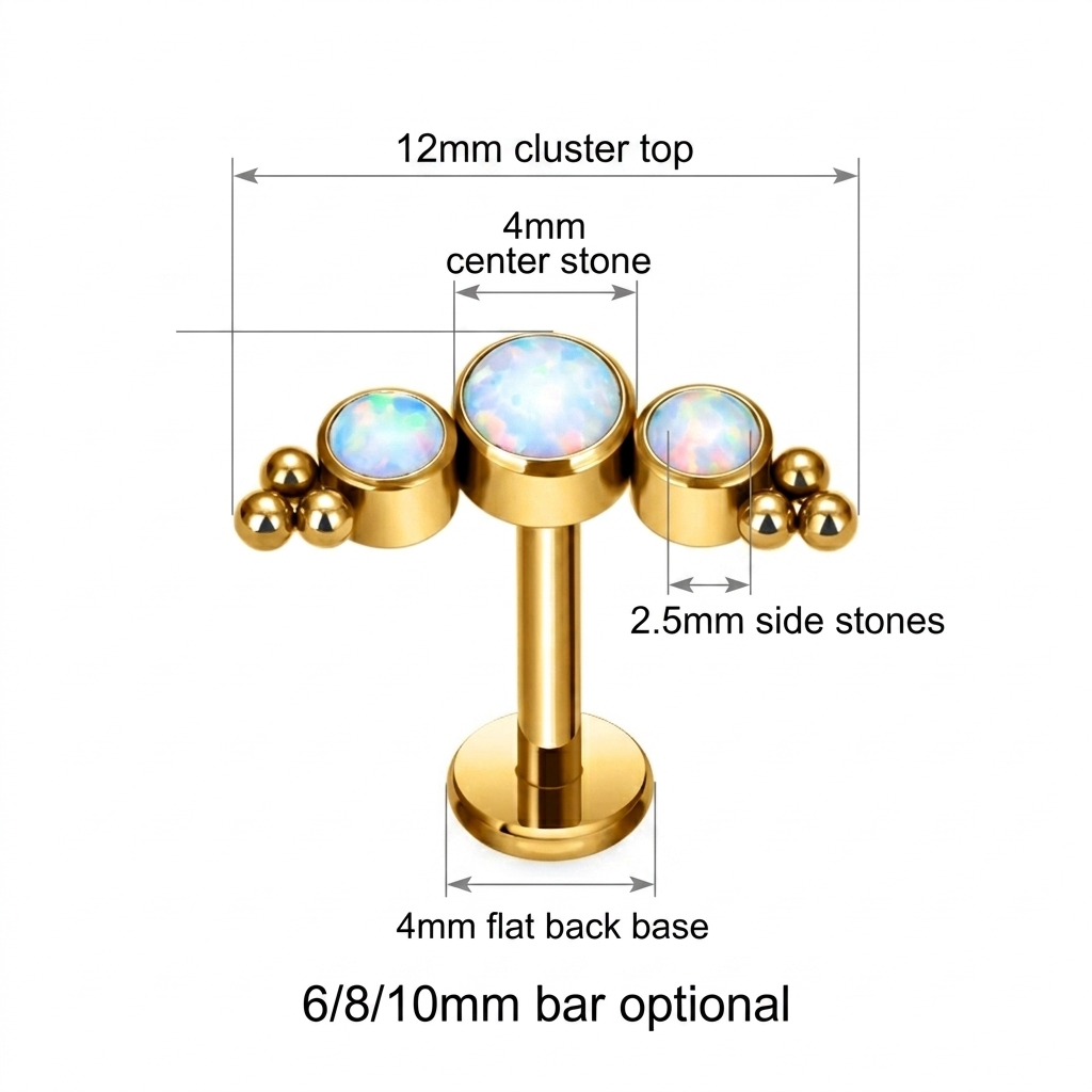 G23 Titanium Labret Cluster Ge - Flat Back Labret Stud ulasan dan harga