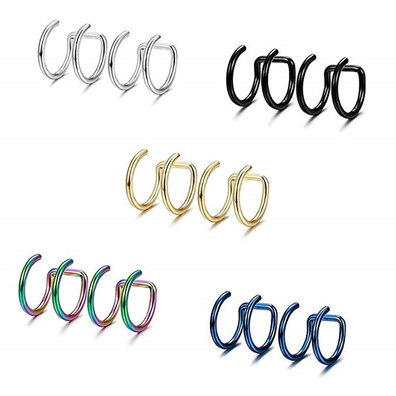 2Pcs 316L Stainless Steel Clip - Body Jewelry Lip Ring ulasan dan harga