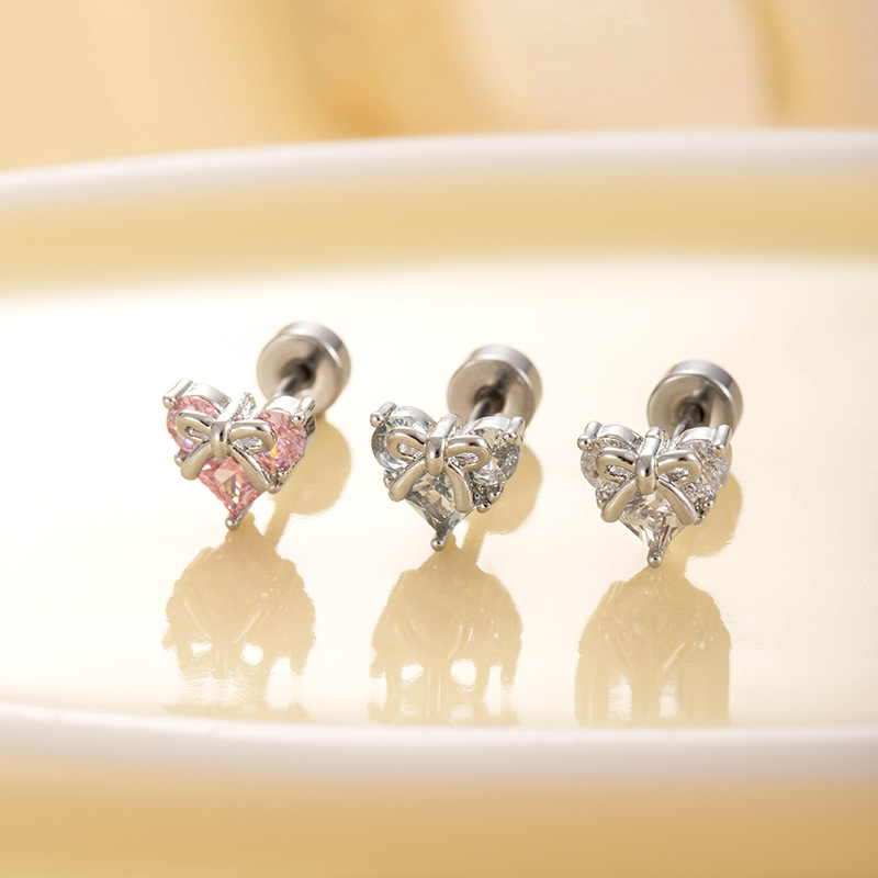 20G Heart Cubic Zirconia Ear S - Body Jewelry Hypoallergenic ulasan dan harga