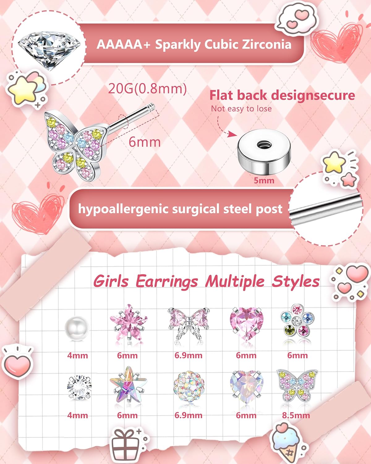 Bobisty 1Pair Earrings for Wom - Body Jewelry Flat Back ulasan dan harga