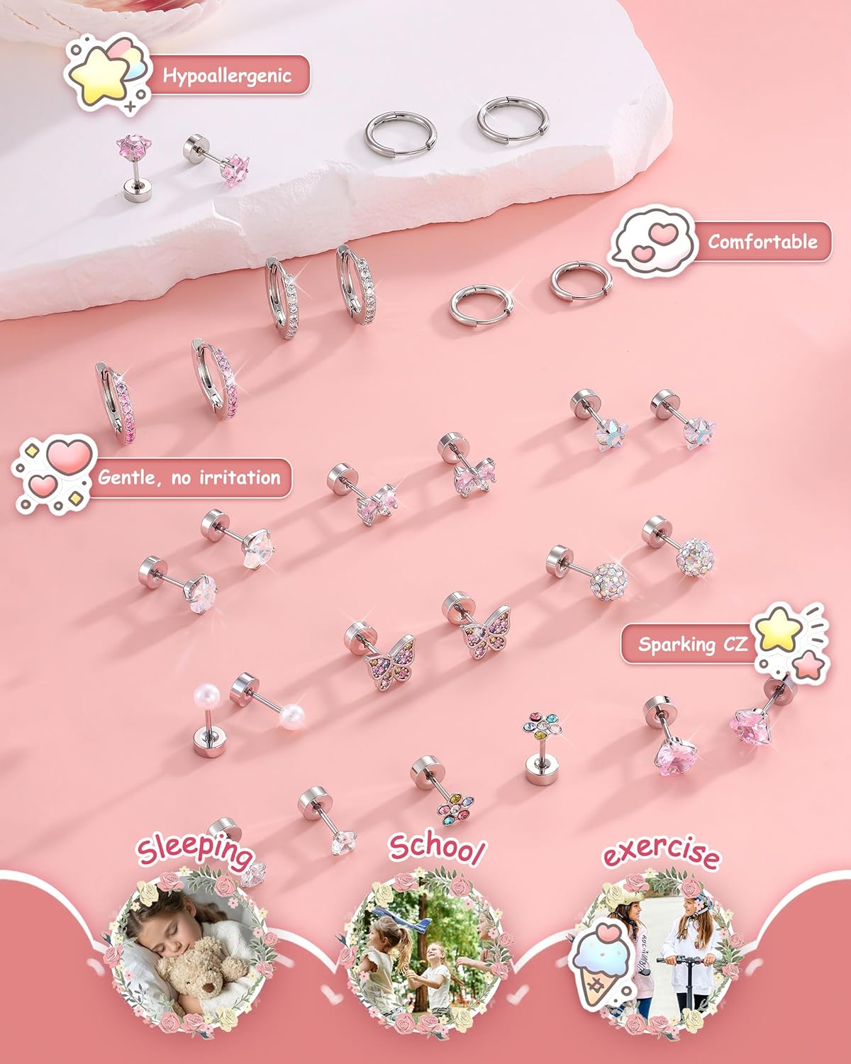 Bobisty 1Pair Earrings for Wom - Body Jewelry Flat Back ulasan dan harga