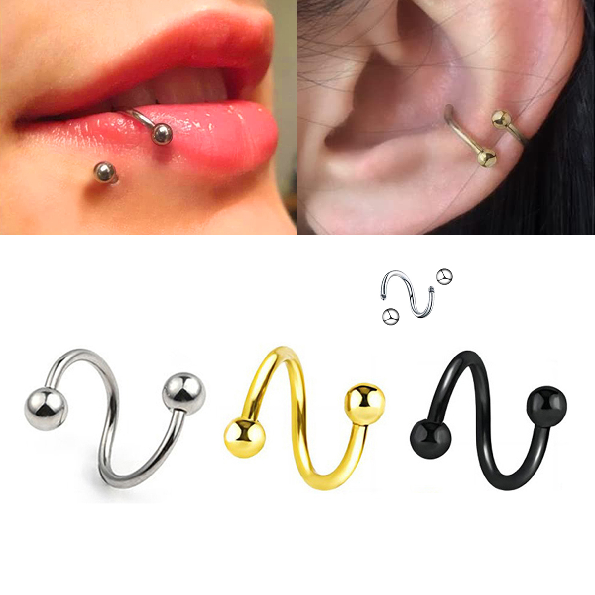 Women's Spiral Earrings Pierci - Body Jewelry Lip Ring ulasan dan harga