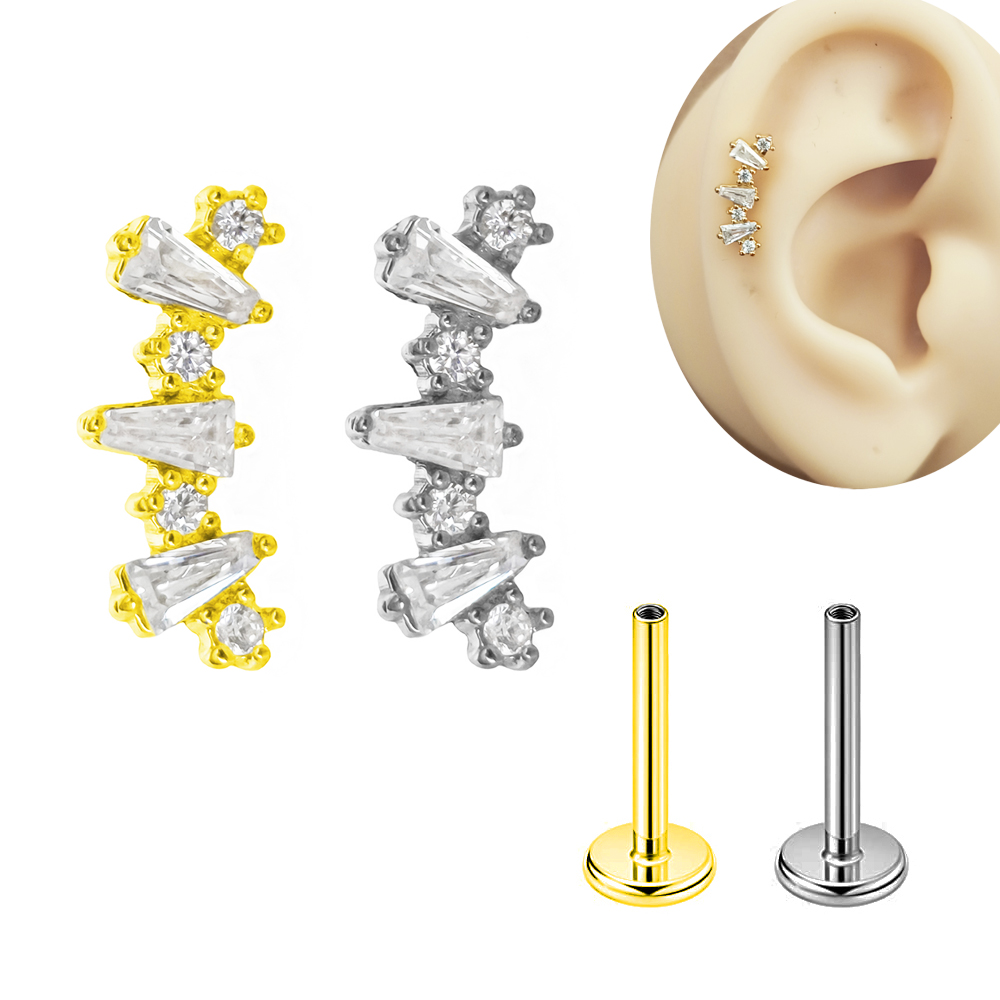 Internal Threaded Cubic Zircon - Flat Back Labret Stud ulasan dan harga