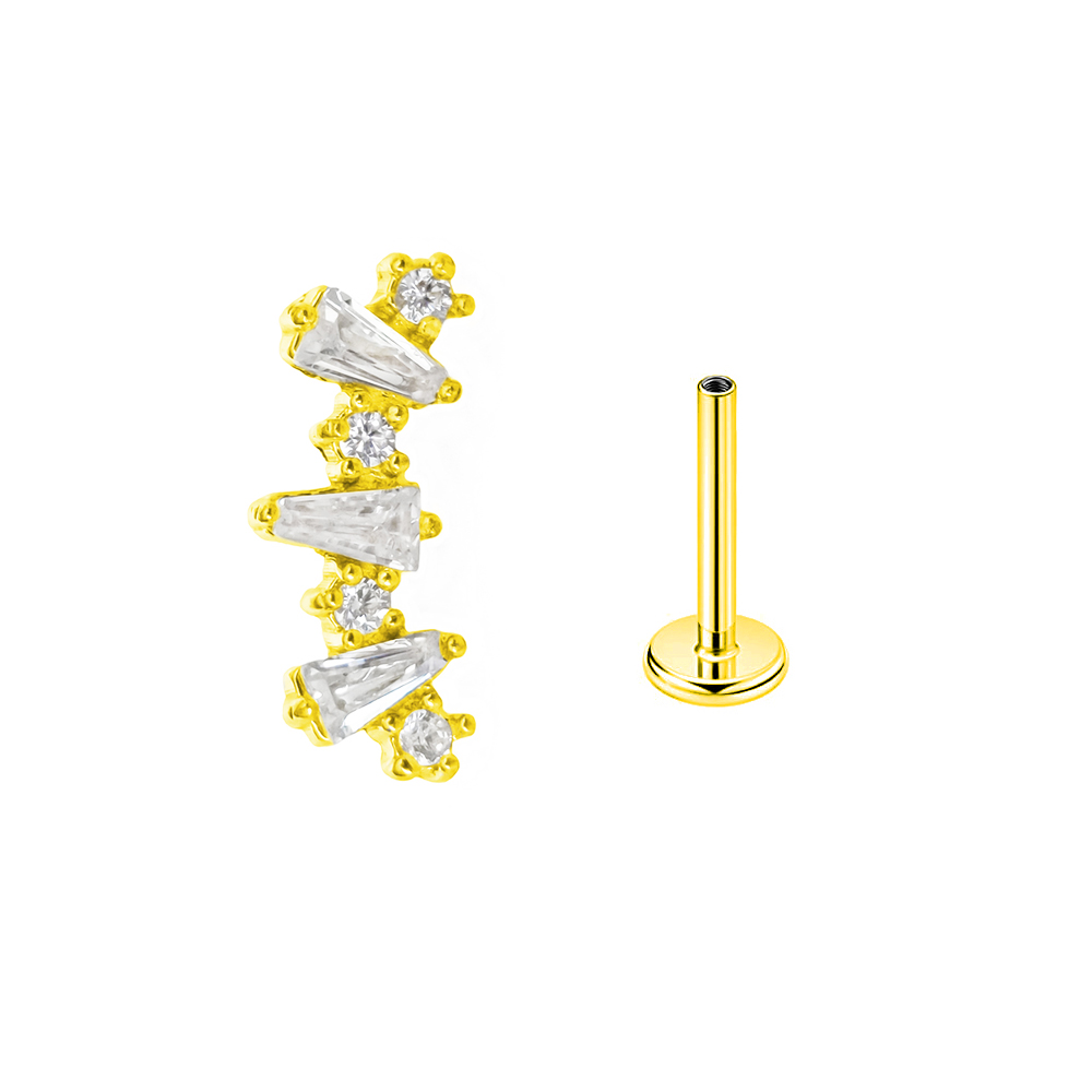 Internal Threaded Cubic Zircon - Flat Back Labret Stud ulasan dan harga