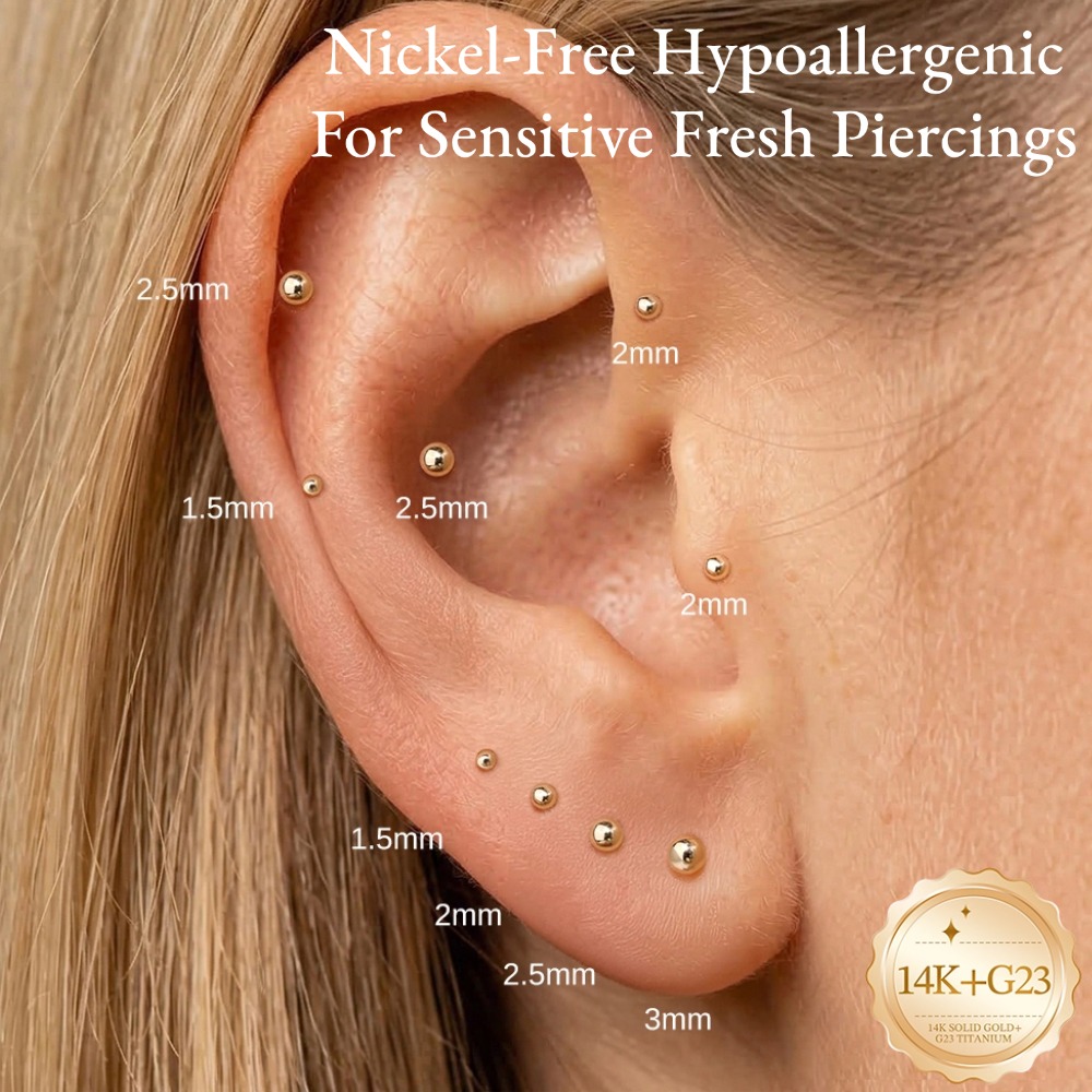 DIeSchein 14K Solid Gold Minim - Body Jewelry Flat Back ulasan dan harga