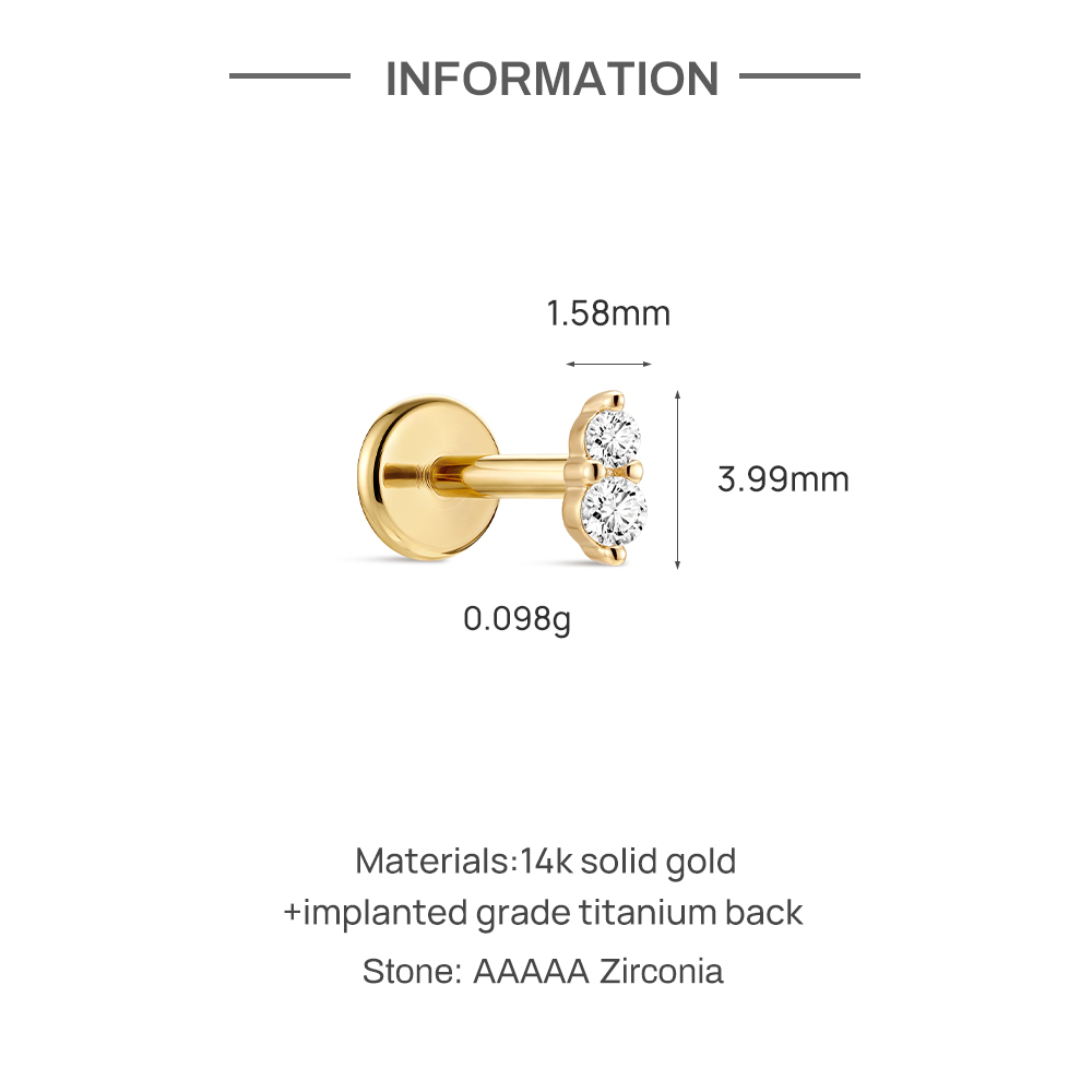 CANNER 1PC 14K Solid Gold Doub - Body Jewelry Flat Back ulasan dan harga