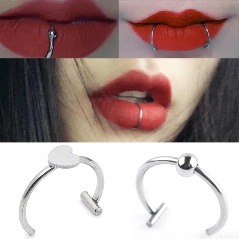1Pc Stainless Steel Fake Nose  - Body Jewelry Lip Ring ulasan dan harga