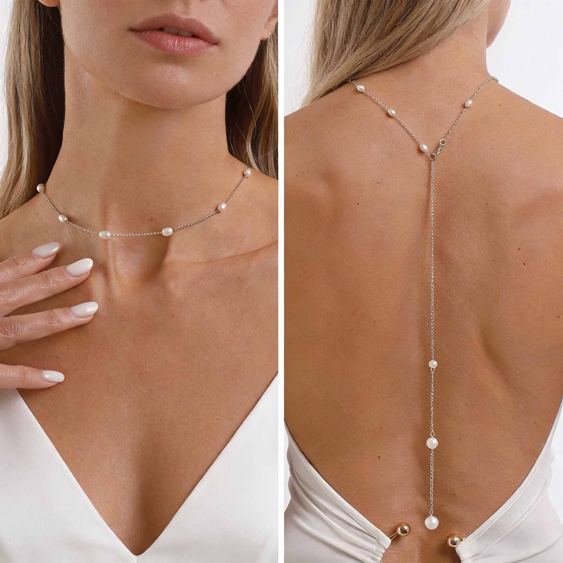 Elegant Back Drop Necklace Wit - Body Jewelry For Backless Dress ulasan dan harga