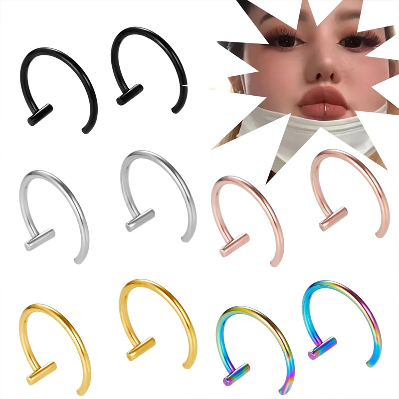 18G Surgical Steel Lip Ring Ha - Body Jewelry Lip Ring ulasan dan harga